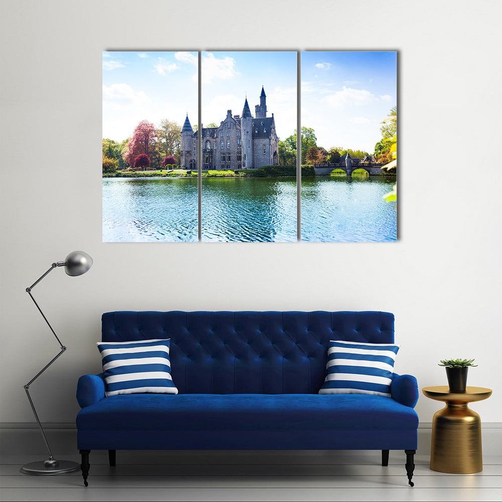 View of Bornem Castle from the river side Multi panel canvas wall art