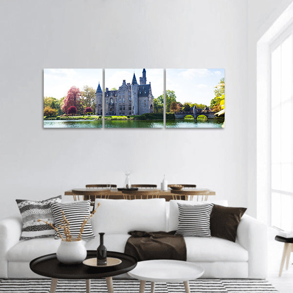 View of Bornem Castle from the river side panoramic canvas wall art