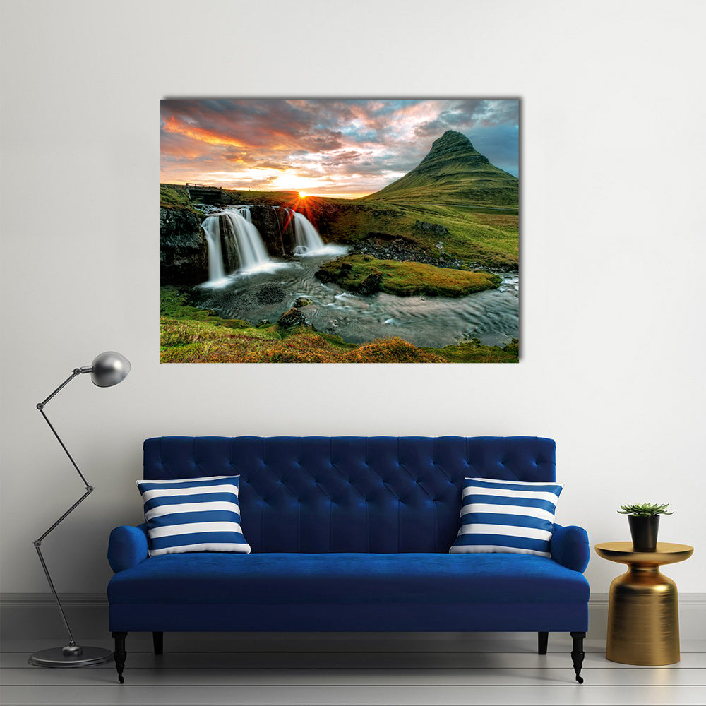 Beautiful view of Waterfall ICELAND Multi Panel Canvas Wall Art
