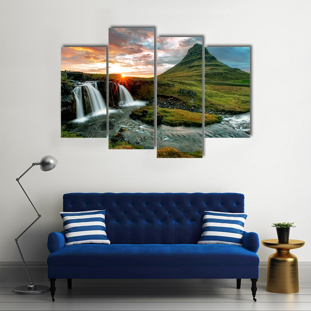 Beautiful view of Waterfall ICELAND Multi Panel Canvas Wall Art