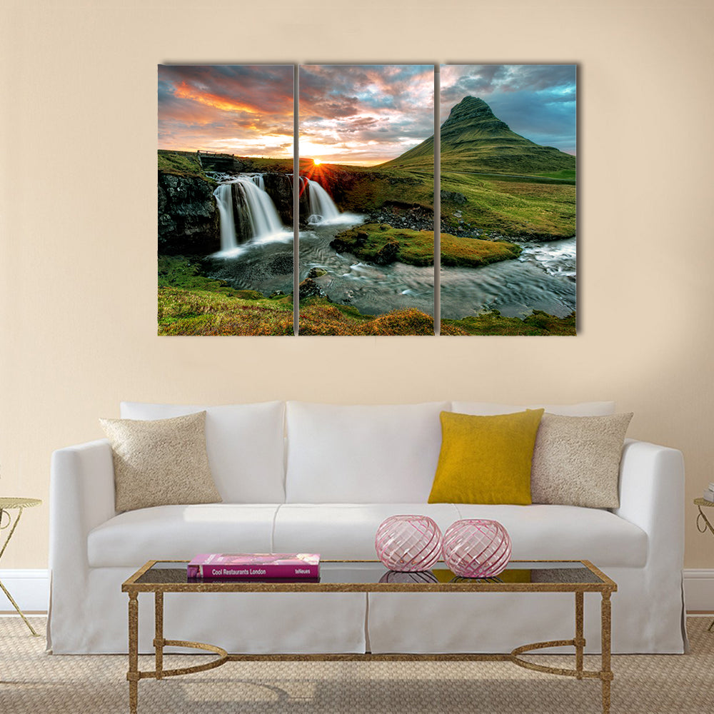 Landscape Iceland Waterfalls multi panel canvas wall art
