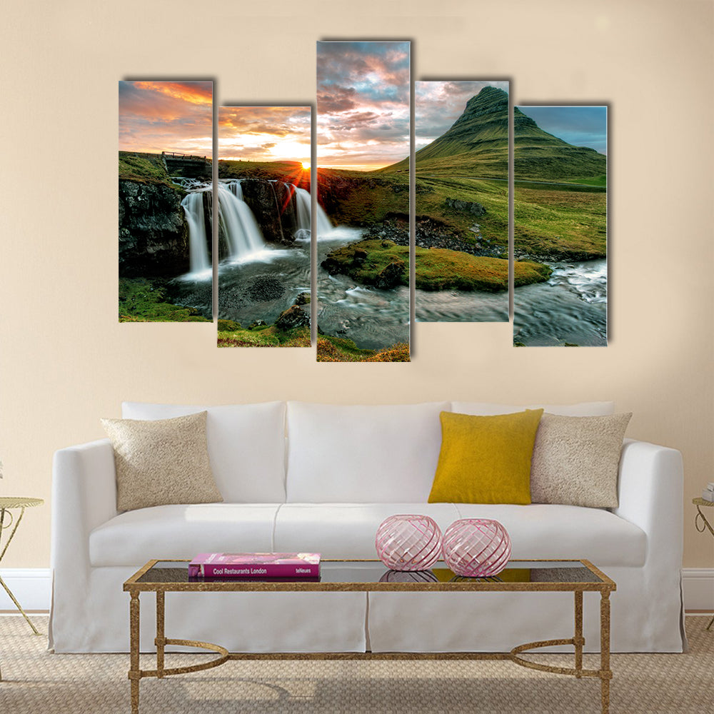 Landscape Iceland Waterfalls multi panel canvas wall art