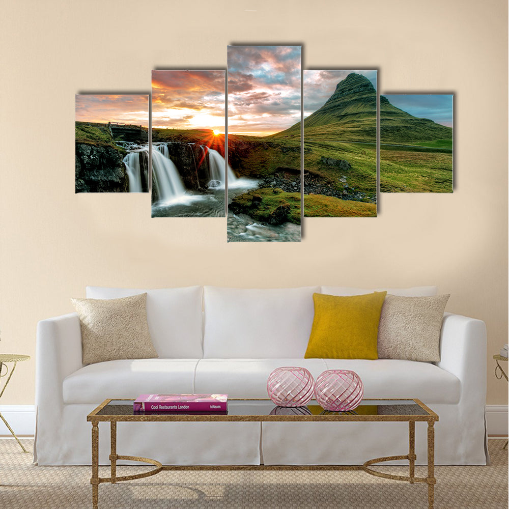 Landscape Iceland Waterfalls multi panel canvas wall art