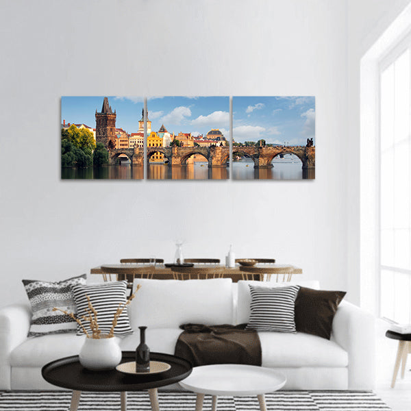 Charles bridge in Prague, Czech republic panoramic canvas wall art