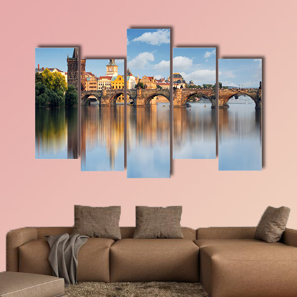 Charles Bridge in Prague, Czech Republic multi panel canvas wall art
