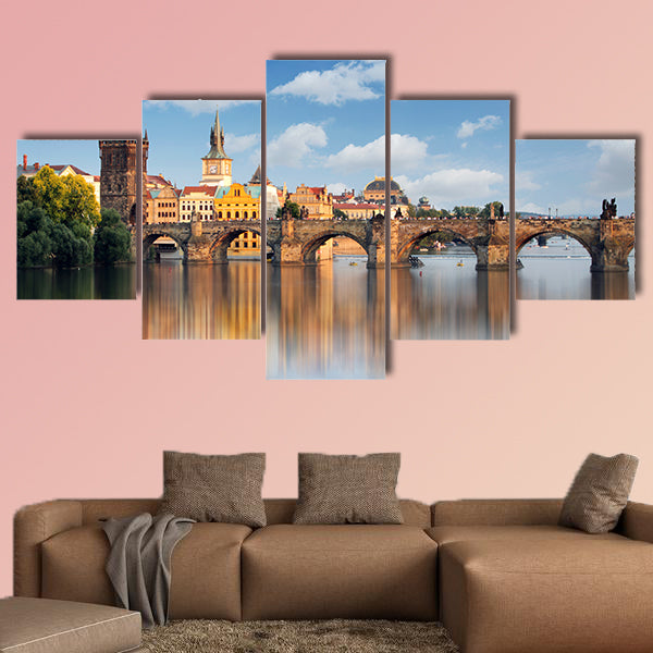 Charles Bridge in Prague, Czech Republic multi panel canvas wall art