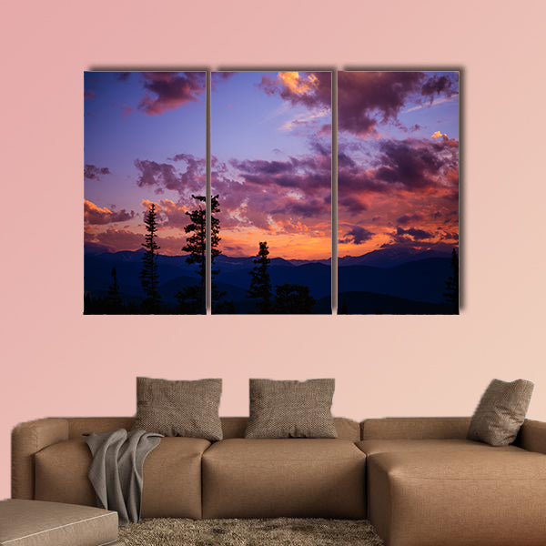 Mountain Landscape Sunset, Sunset Colorado Cloudscape multi panel canvas wall art