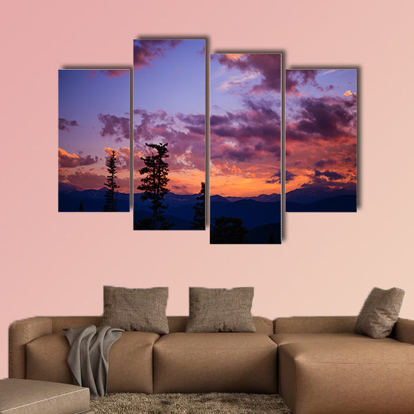 Mountain Landscape Sunset, Sunset Colorado Cloudscape multi panel canvas wall art