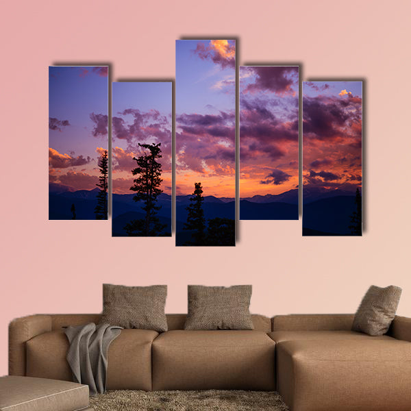 Mountain Landscape Sunset, Sunset Colorado Cloudscape multi panel canvas wall art
