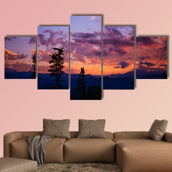 Mountain Landscape Sunset, Sunset Colorado Cloudscape multi panel canvas wall art