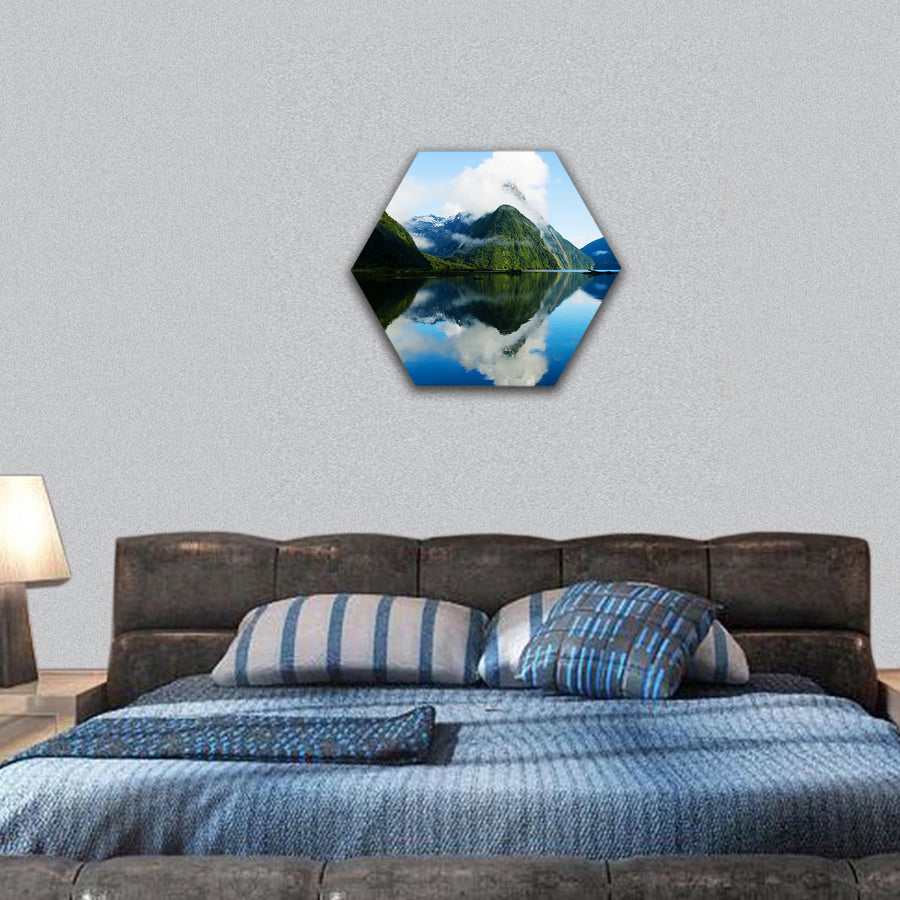 Milford Sound, Fiordland, New Zealand hexagonal canvas wall art