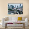 Aerial view of Shanghai viaduct night, multi panel canvas wall art