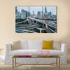 Aerial view of Shanghai viaduct night, multi panel canvas wall art