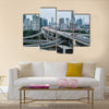 Aerial view of Shanghai viaduct night, multi panel canvas wall art