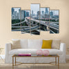 Aerial view of Shanghai viaduct night, multi panel canvas wall art