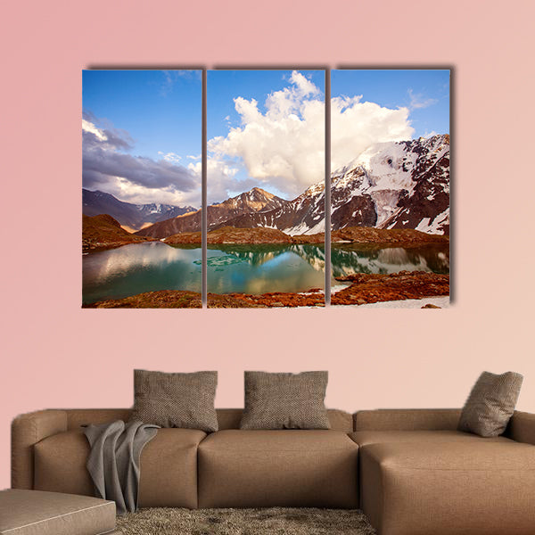 Beautiful Mountain Lake with reflection of nearest mountains, multi panel canvas wall art