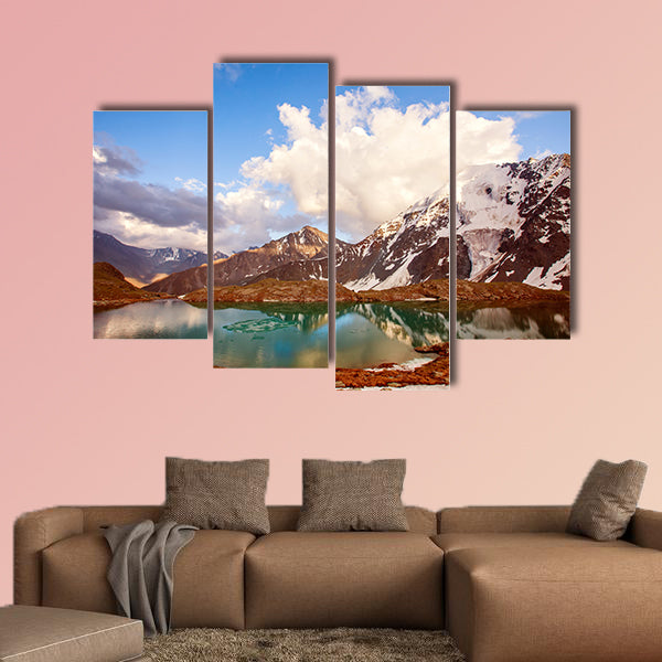 Beautiful Mountain Lake with reflection of nearest mountains, multi panel canvas wall art