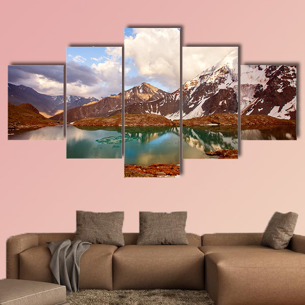 Beautiful Mountain Lake with reflection of nearest mountains, multi panel canvas wall art