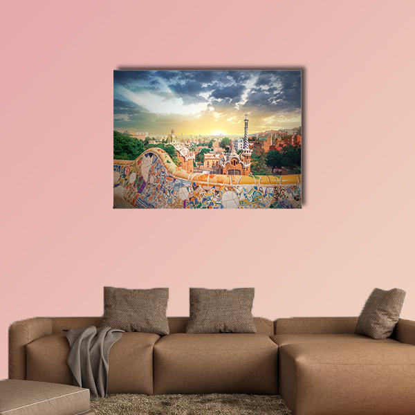 Park Guell in Barcelona, Spain multi panel canvas wall art