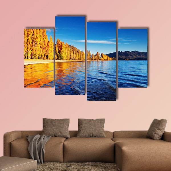 Autumn landscape, lake Wanaka, New Zealand Multi panel canvas wall art