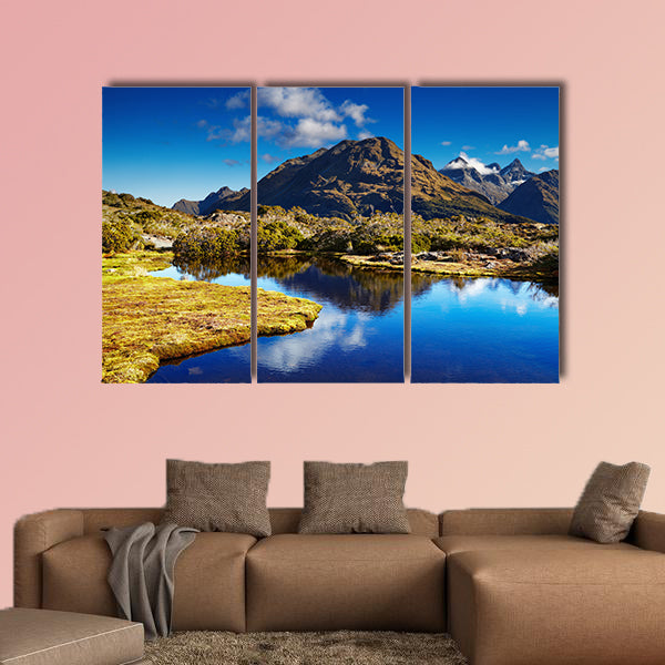 Small lake at the Key Summit, Route burn track, New Zealand Multi panel canvas wall art