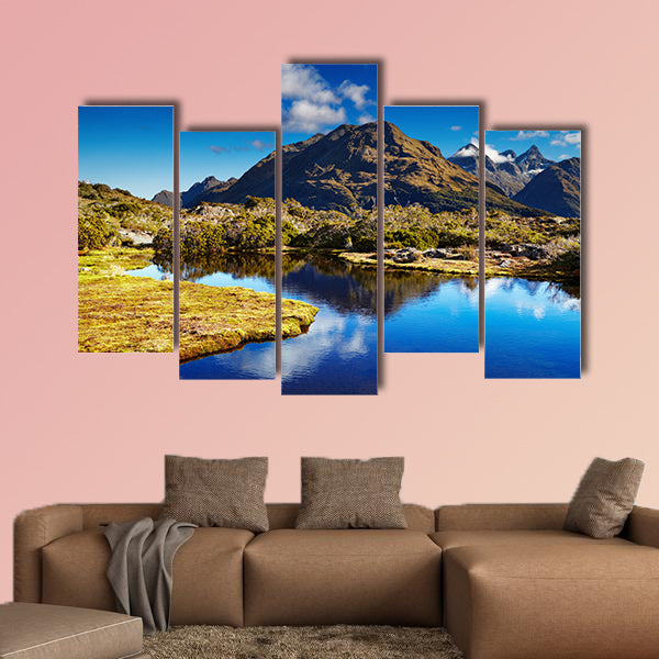 Small lake at the Key Summit, Route burn track, New Zealand Multi panel canvas wall art