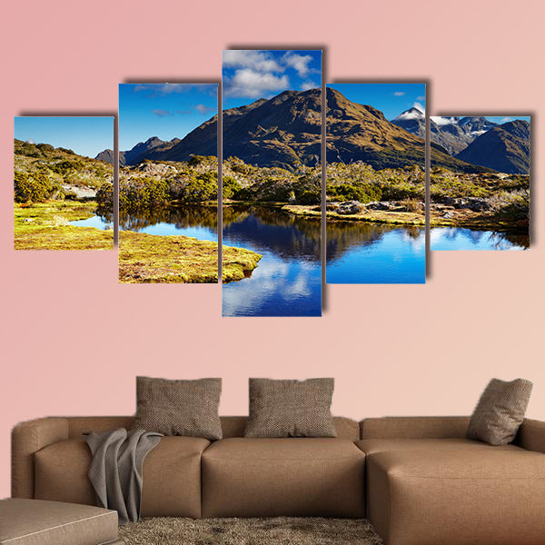 Small lake at the Key Summit, Route burn track, New Zealand Multi panel canvas wall art