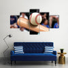 Baseball Bat Hitting Ball Multi Panel Canvas Wall Art