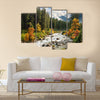 Beautiful colorful landscape with a stream and forest in autumn colors Multi Panel Canvas Wall Art