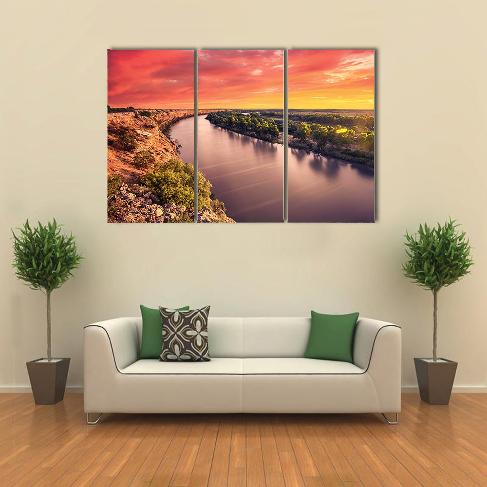 A stunning sunset on the River Murray multi panel canvas wall art
