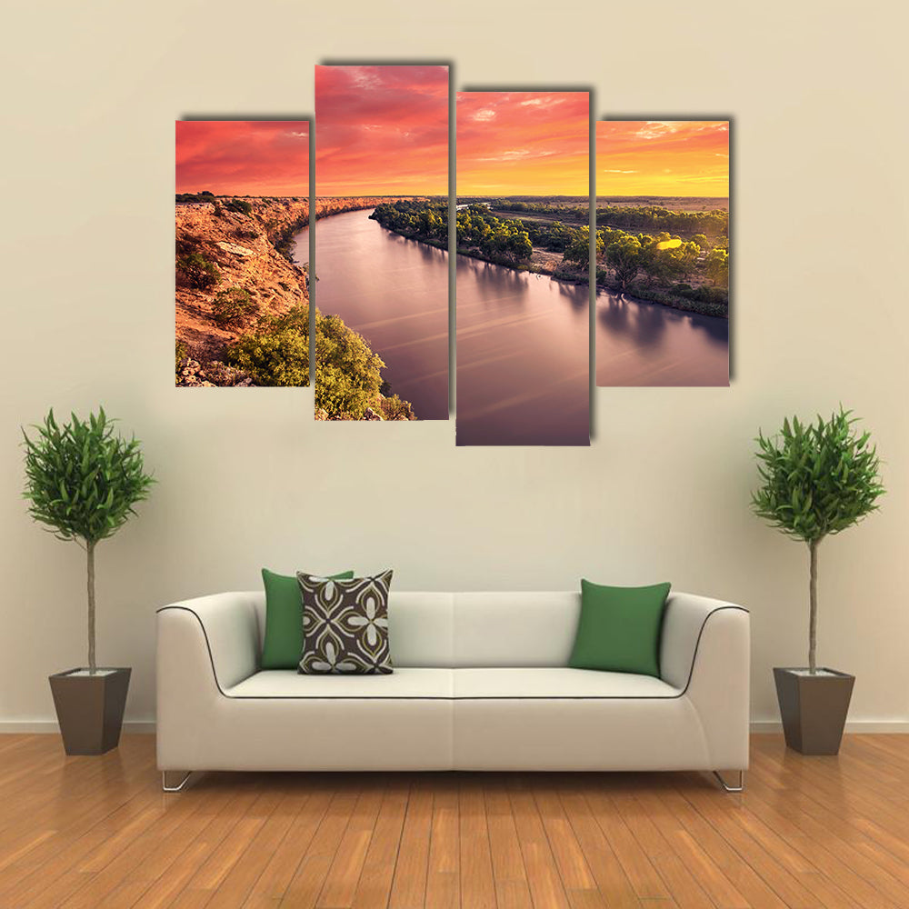 A stunning sunset on the River Murray multi panel canvas wall art