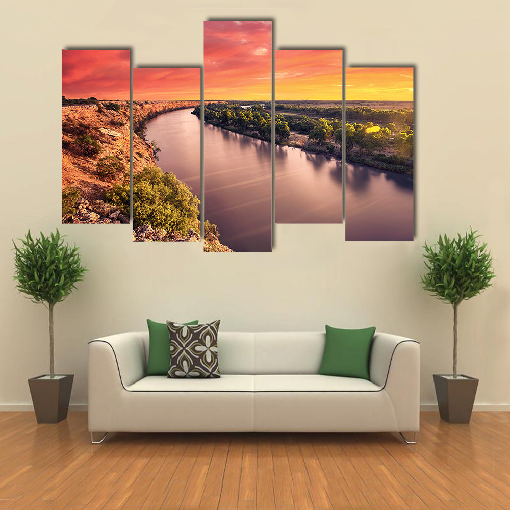 A stunning sunset on the River Murray multi panel canvas wall art