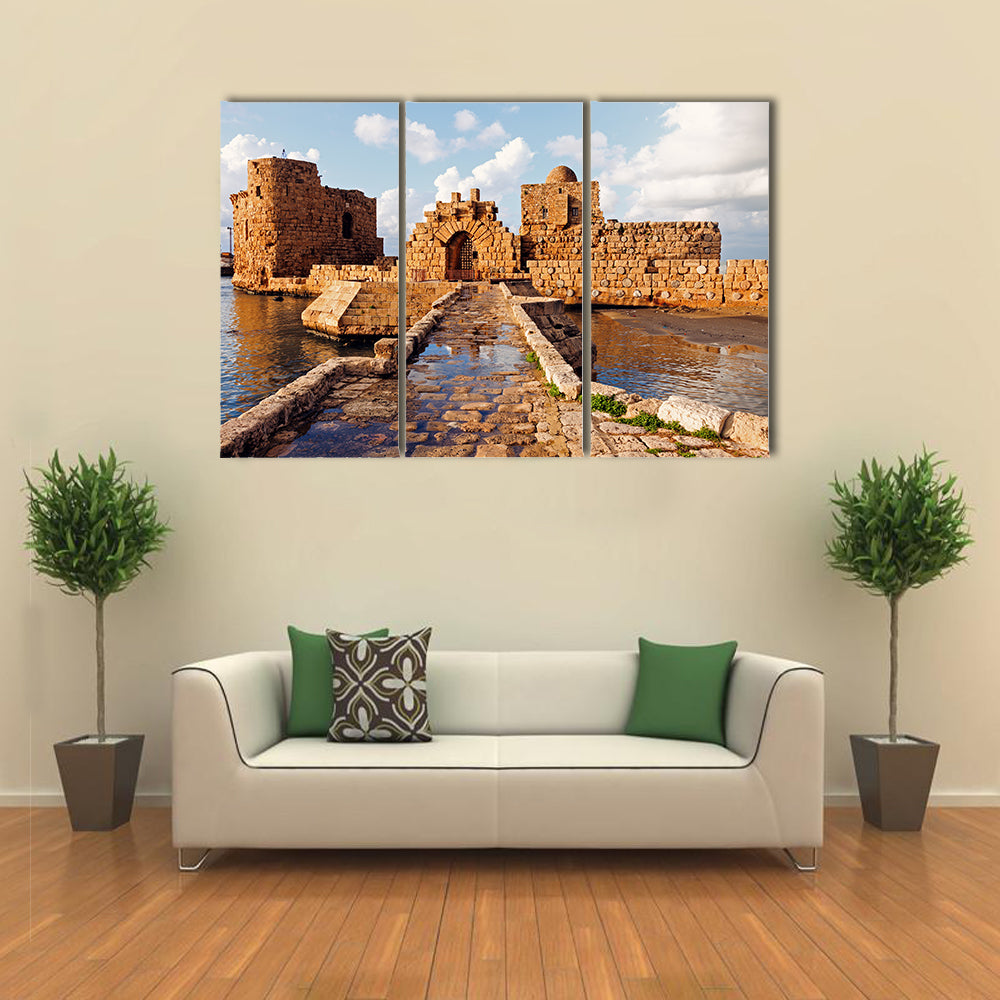 The Sidon Sea Castle, Lebanon, Multi Panel Canvas Wall Art