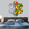 Huge group of fresh vegetables and fruit hexagonal canvas wall art