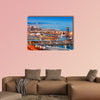 Barcelona city and Port in evening, Catalonia, Spain multi panel canvas wall art