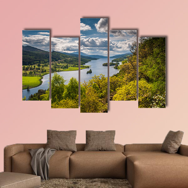 Queens View near Pitlochry, Scotland looking west multi panel canvas wall art