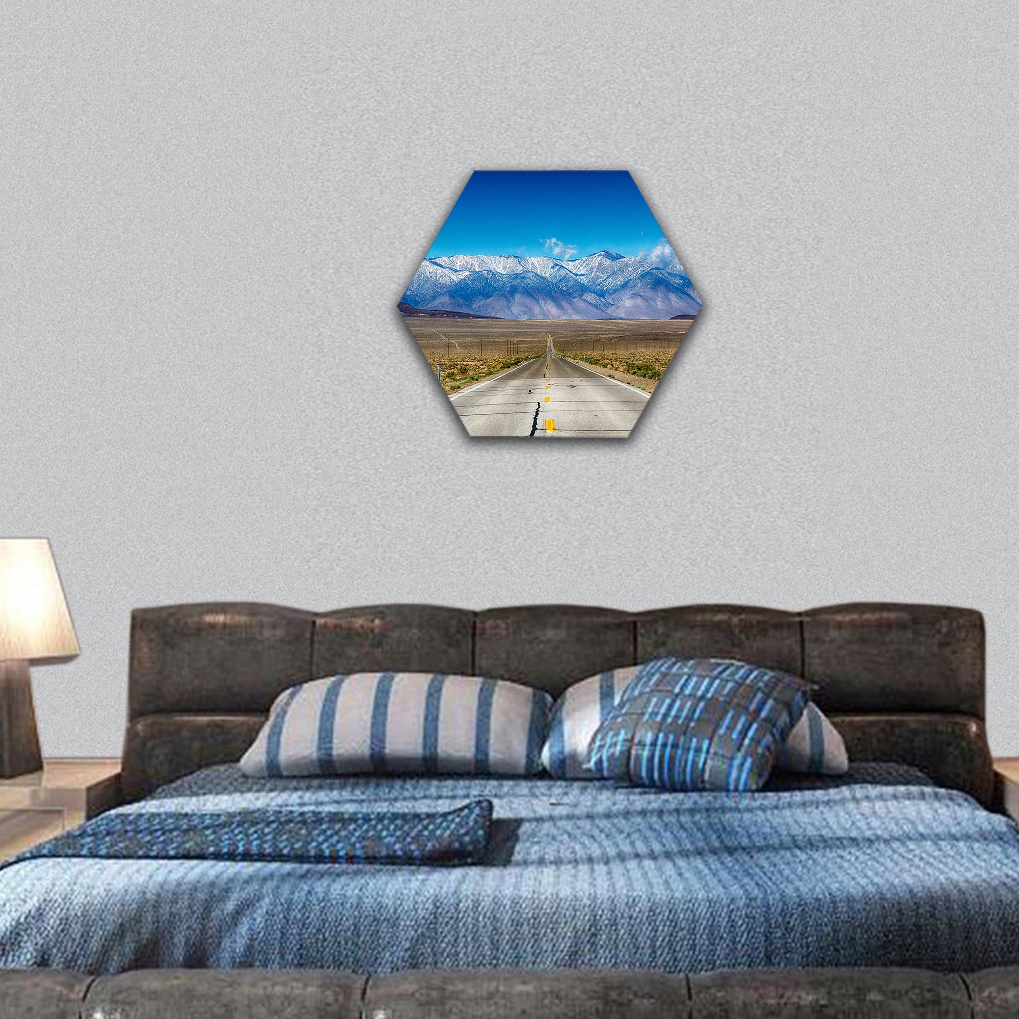 Nevada Mountain Range, California, USA hexagonal canvas wall art