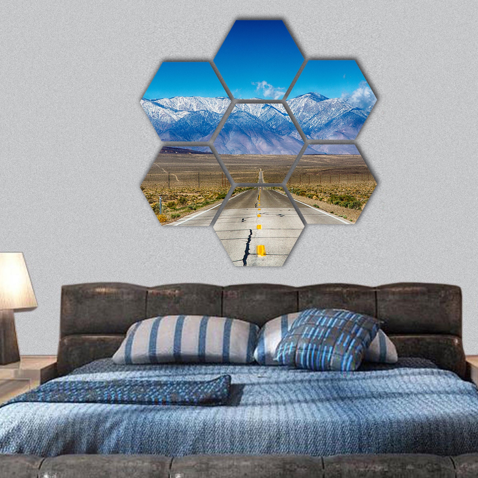 Nevada Mountain Range, California, USA hexagonal canvas wall art