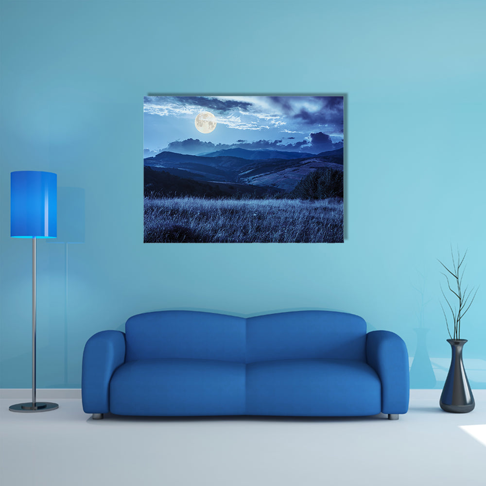 Mountain Summer Landscape Trees Near Meadow And Forest On Hillside Multi Panel Canvas Wall Art