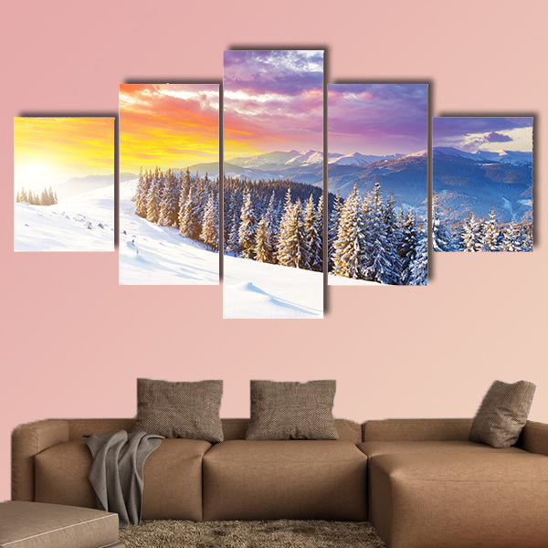 Fantastic morning mountain landscape, multi panel canvas wall art