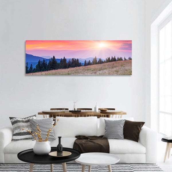 Mountains landscape Overcast sky Carpathian, Ukraine, panoramic canvas wall art