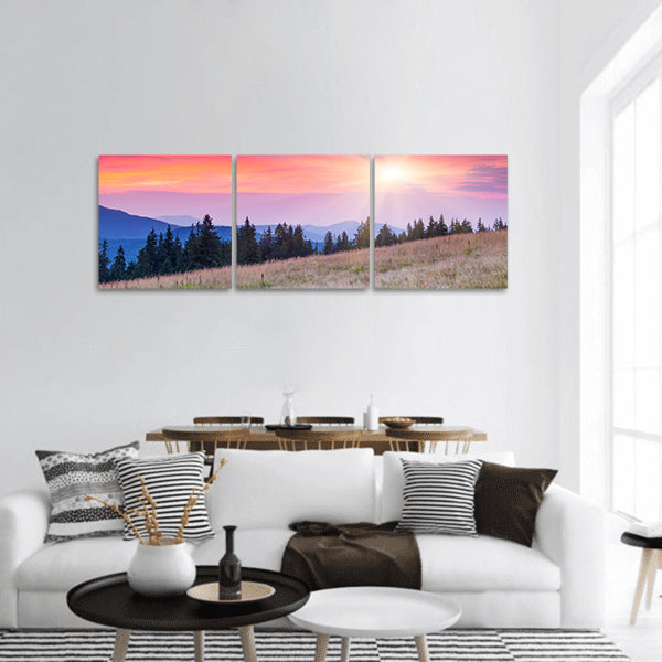 Mountains landscape Overcast sky Carpathian, Ukraine, panoramic canvas wall art