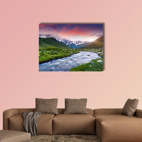 Fantastic landscape and colorful overcast sky multi panel canvas wall art