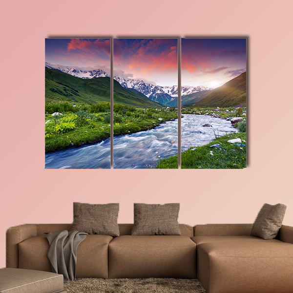 Fantastic landscape and colorful overcast sky multi panel canvas wall art