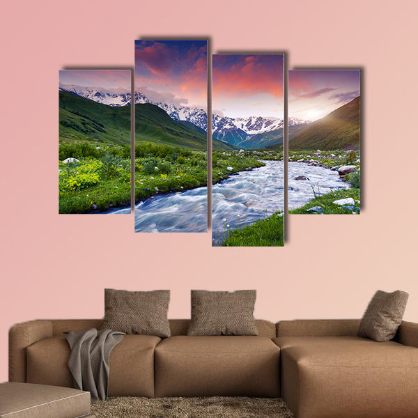 Fantastic landscape and colorful overcast sky multi panel canvas wall art