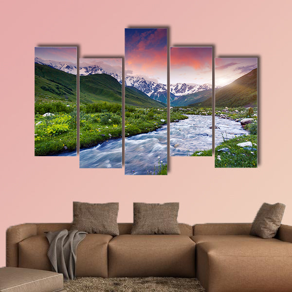 Fantastic landscape and colorful overcast sky multi panel canvas wall art