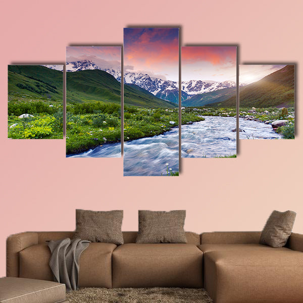 Fantastic landscape and colorful overcast sky multi panel canvas wall art