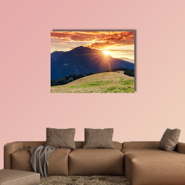 Mountains glow by sunlight, Europe multi panel canvas wall art