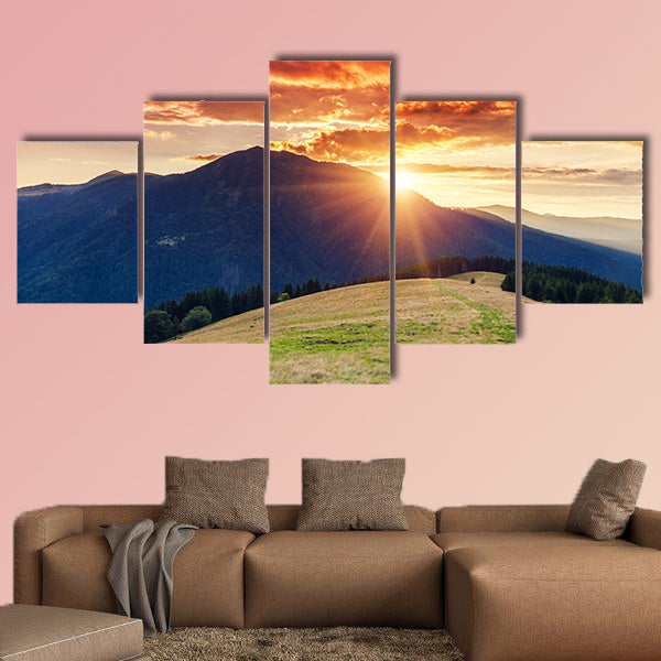 Mountains glow by sunlight, Europe multi panel canvas wall art
