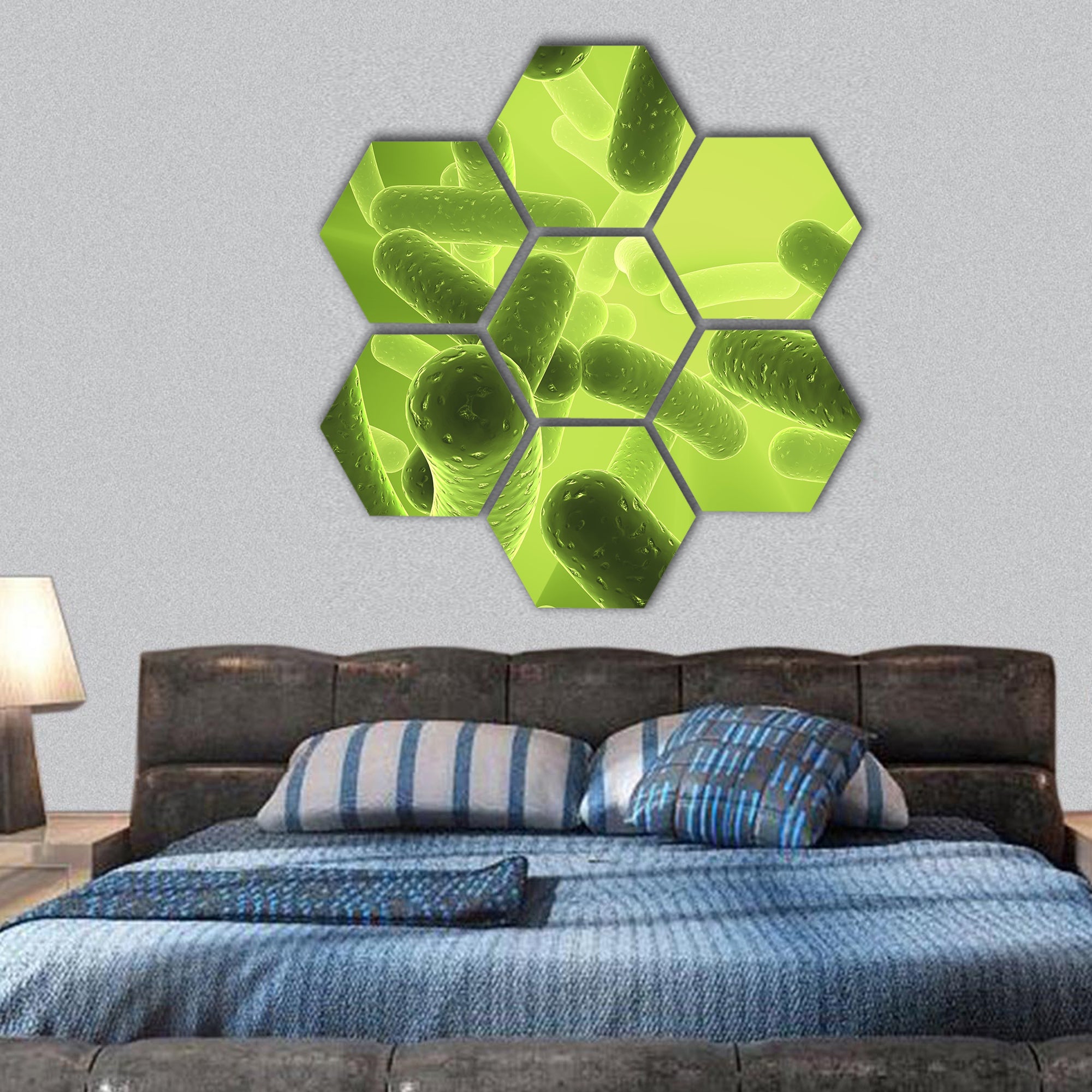 bacteria hexagonal canvas wall art